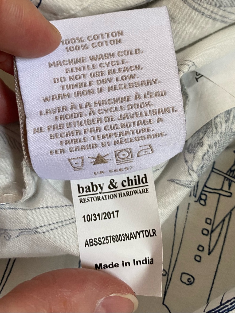 Restoration Hardware Baby And Child Vintage Airplane Blueprint Crib Sheet Set - Picture 8 of 16